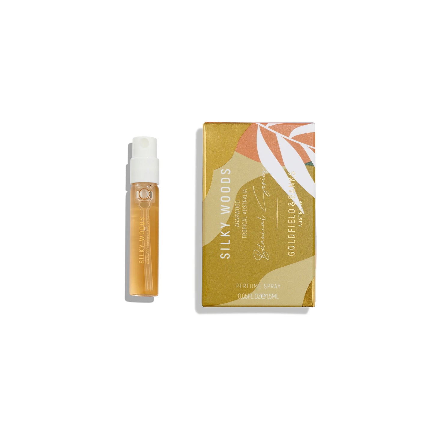 Échantillon de parfum Goldfield and Banks Silky Woods 2 ml – flacon de parfum de niche officiel d'Australie, parfum unisexe aux notes boisées luxueuses.