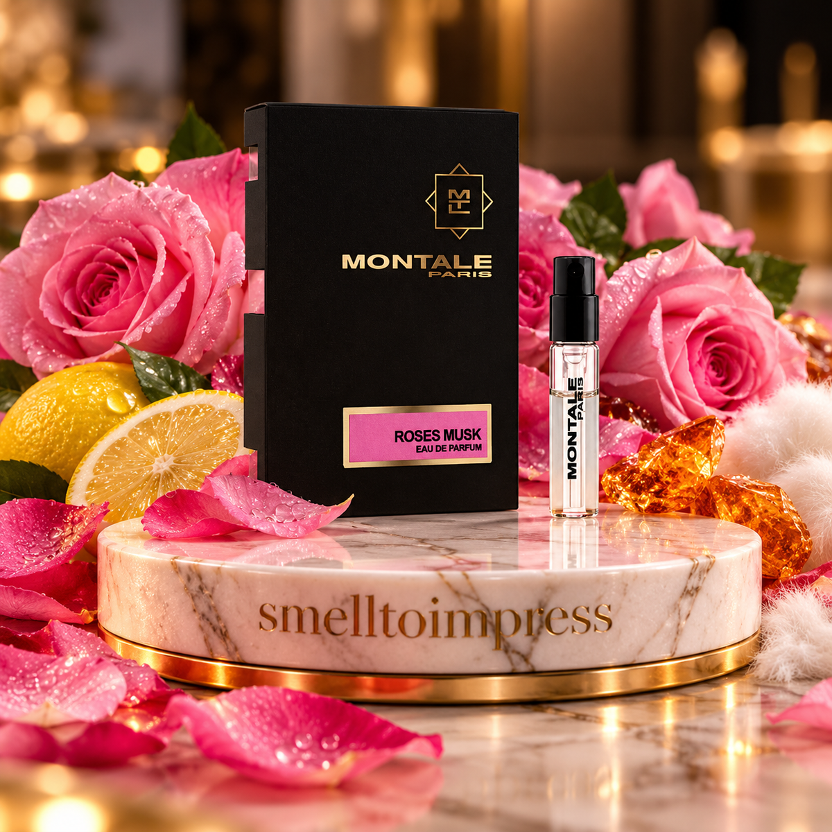 photo d’un échantillon officiel de parfum Montale Roses Musk 2 ml