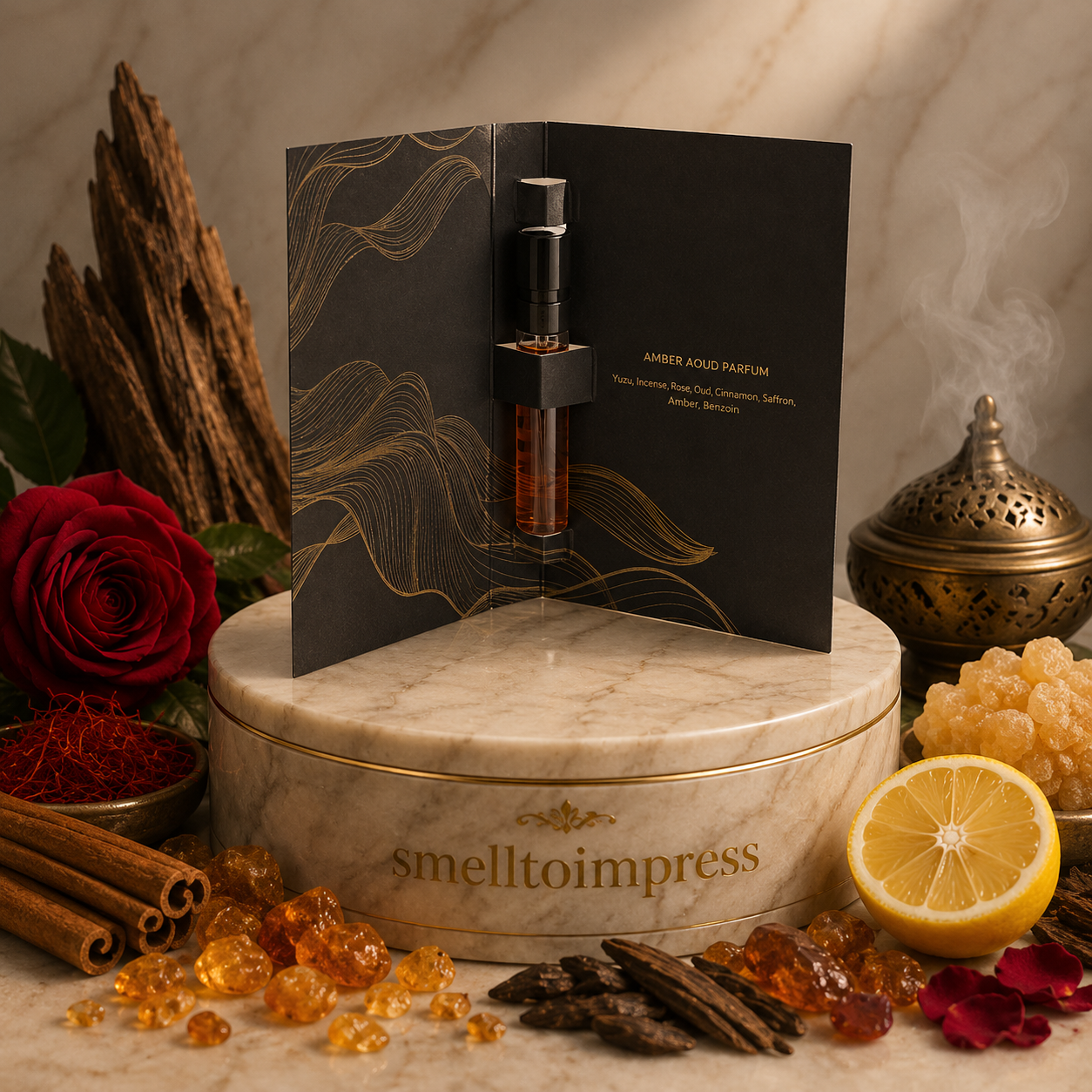 image d’un échantillon officiel de parfum Roja Amber Aoud 2 ml 0,06 fl. oz.