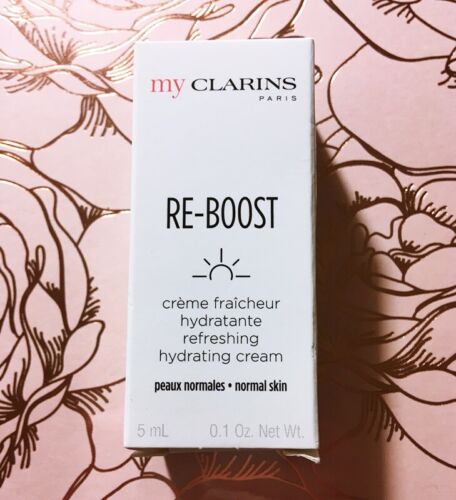 Mini échantillon de soin Re-Boost Crème Hydratante Rafraîchissante Clarins 5 ml 0,1 oz. Peau normale