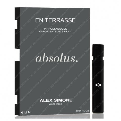 Alex Simone En Terrasse Parfum Absolu 1.2ml 0.04 fl. onces. échantillons de parfums officiels