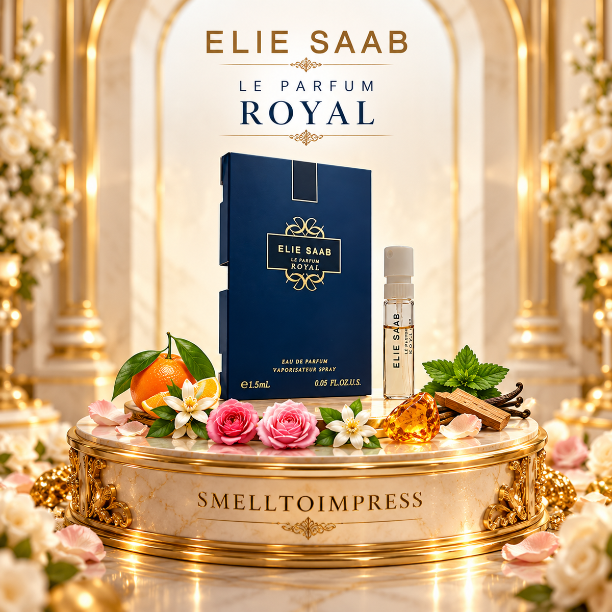 photo d’un échantillon officiel de parfum Elie Saab Le Parfum Royal 1,5 ml par Smelltoimpress