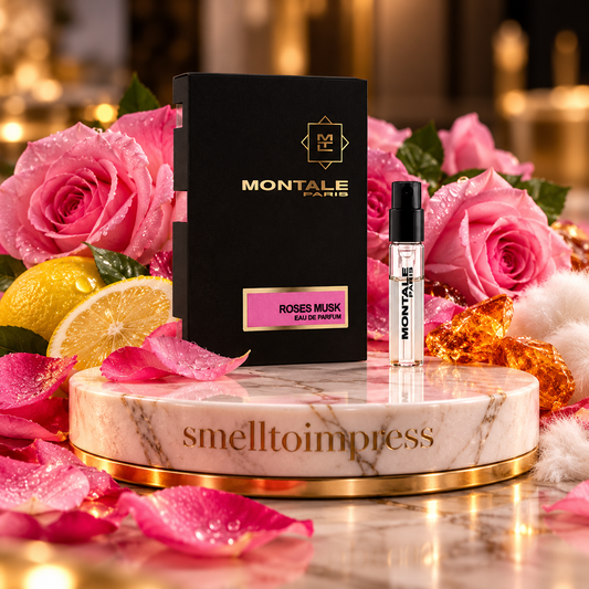 photo d’un échantillon officiel de parfum Montale Roses Musk 2 ml
