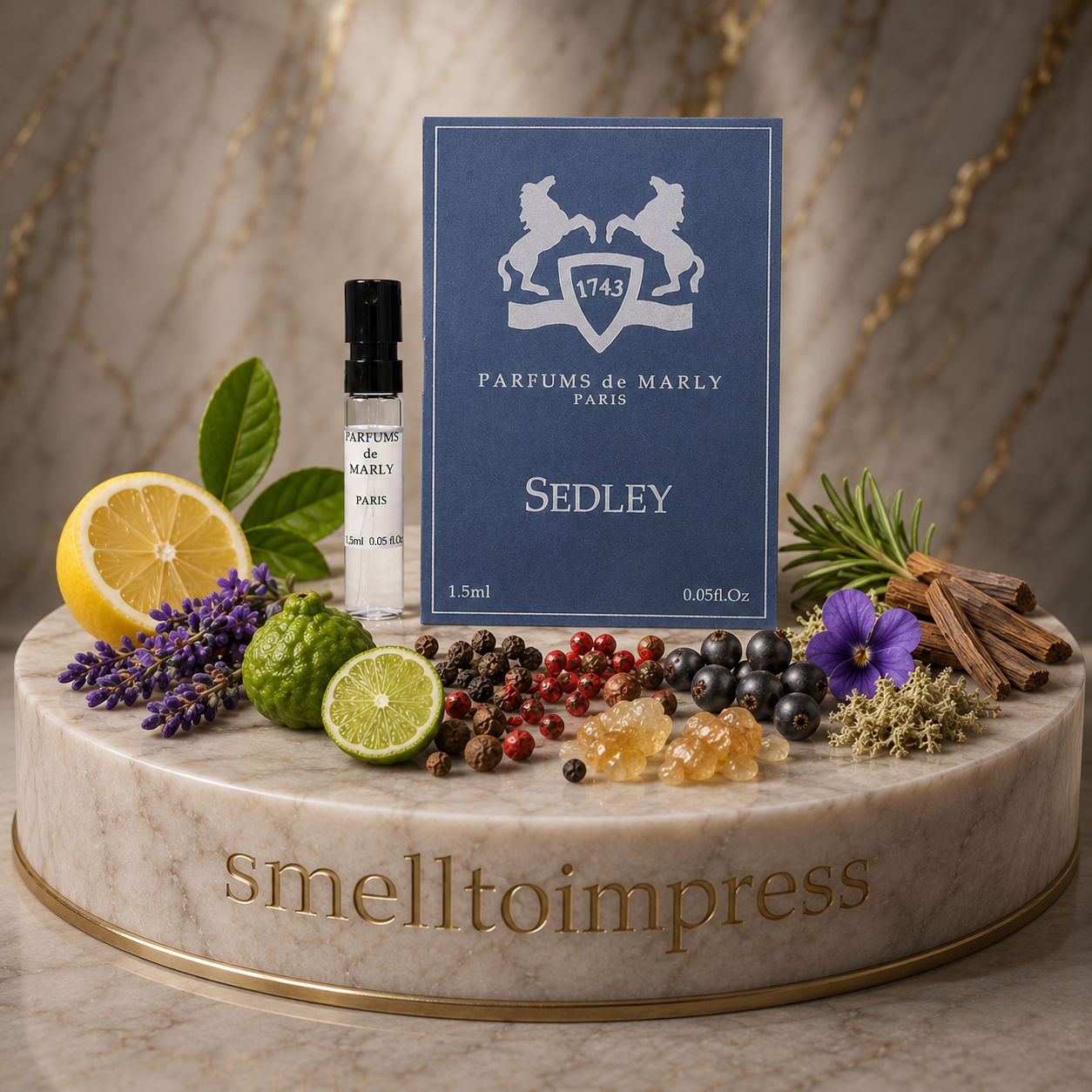 Échantillon officiel de parfum Parfums de Marly Sedley 1,5 ml 0,05 fl. oz.