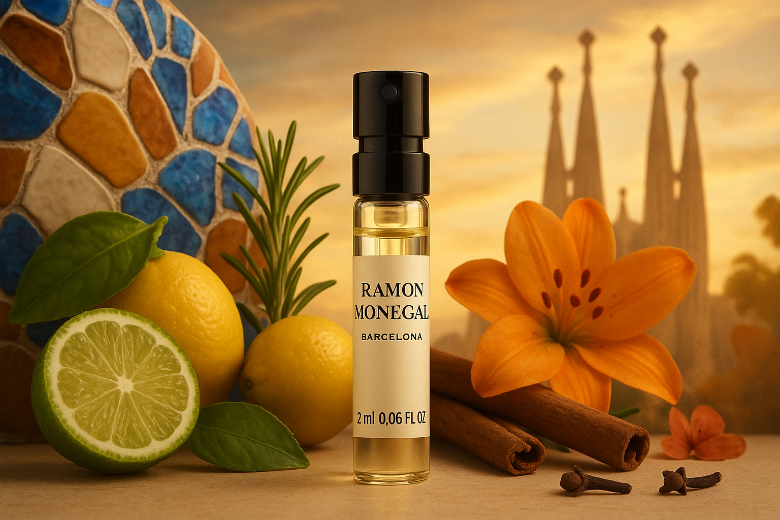 Ramon Monegal Barcelona échantillon de parfum officiel 2ml 0.06 fl.o.z. testeur de parfum
