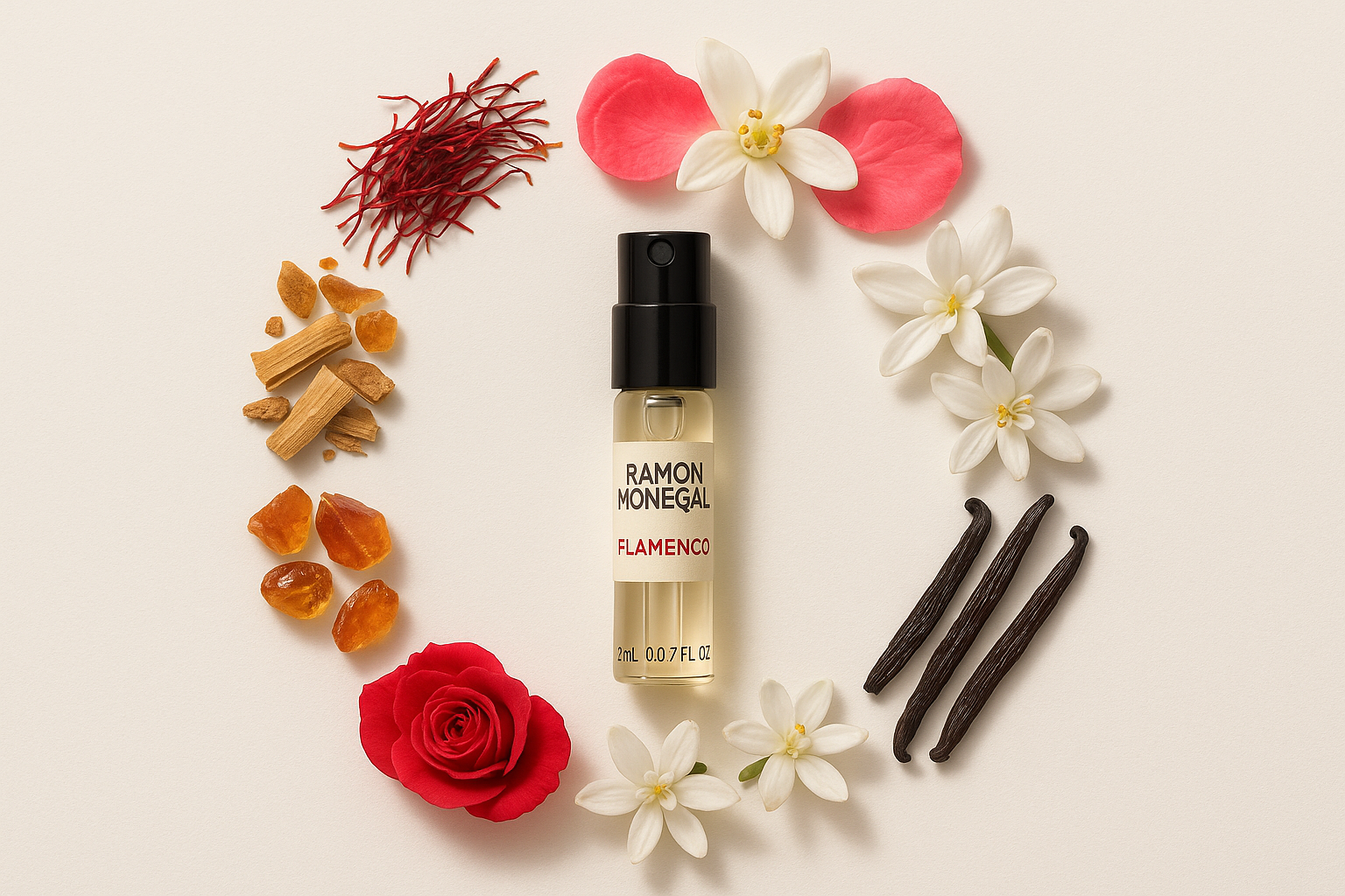 Ramon Monegal Flamenco parfum officiel échantillon 2ml 0.06 fl.o.z. testeur de parfum